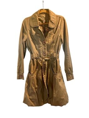 Womens Tan/Beige Belted Trench Coat